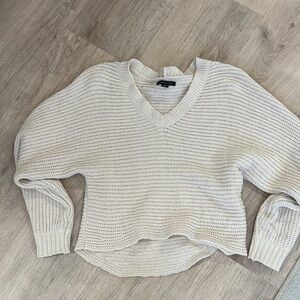 American Eagle Outfitters Cream V-Neck Sweater